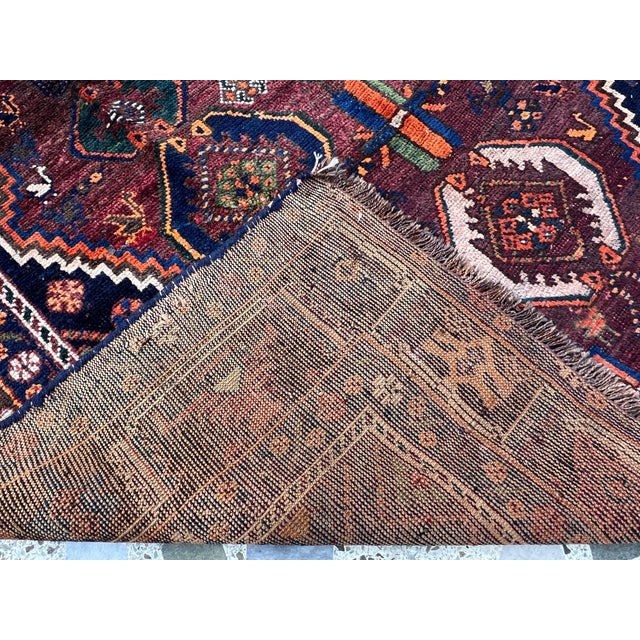 Hand-Knotted Antique Qashqai Tribal Shiraz Wool Area Rug - 4'10" X 6'5" For Sale - Image 13 of 13