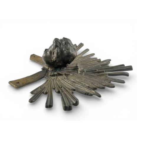 Mid 19th Century 19th Century Bronze Cherub Head With Radiating Sunburst Halo, Ecclesiastical Fragment For Sale - Image 5 of 8