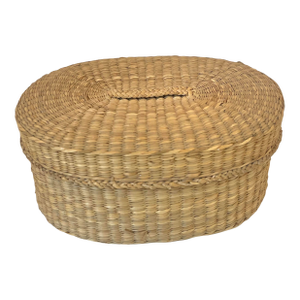 Vintage Sweetgrass Lidded Nesting Baskets - Set of 2