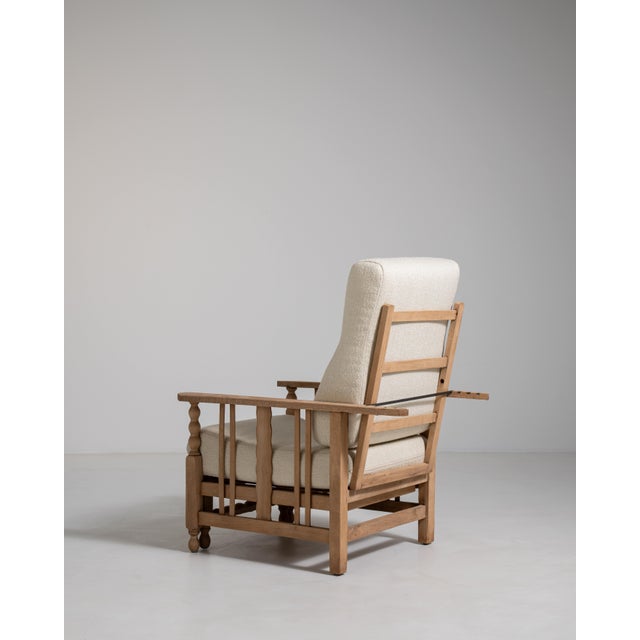 French Oak Reclining Armchair with Pull-Out Footrest, Antique, France, Circa 1940 For Sale - Image 13 of 18