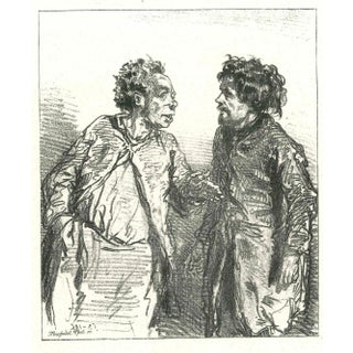 Paul Gavarni, The Conversation, Original Lithograph, 1881 For Sale