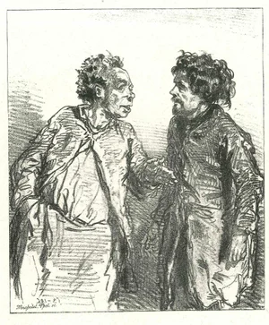 Paul Gavarni, The Conversation, Original Lithograph, 1881