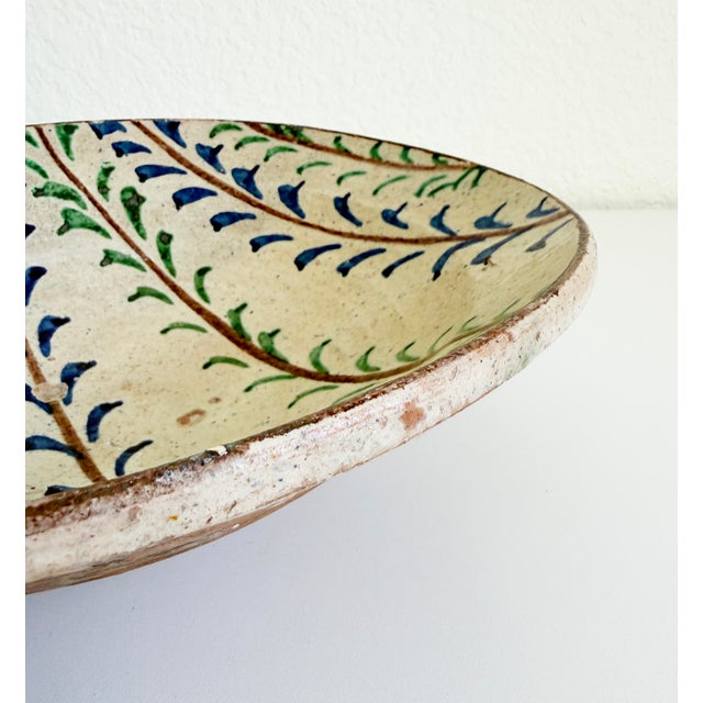 Ceramic 19th Century Slipware Bowl With Hand-Painted Vine Motif For Sale - Image 7 of 13