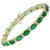 This exceptionally affordable Tennis bracelet has 16 stones of oval Emeralds . Each Emerald is spaced by two diamonds ....