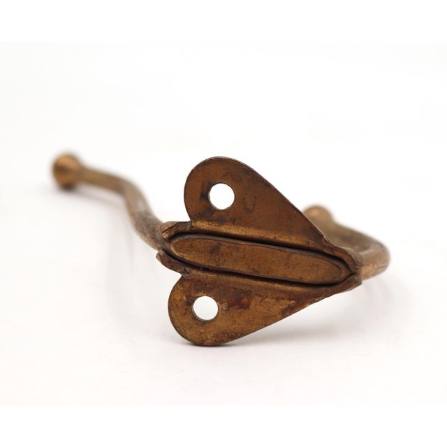 Vintage Brass Plated Steel Double Arm Wall Hook For Sale - Image 4 of 4