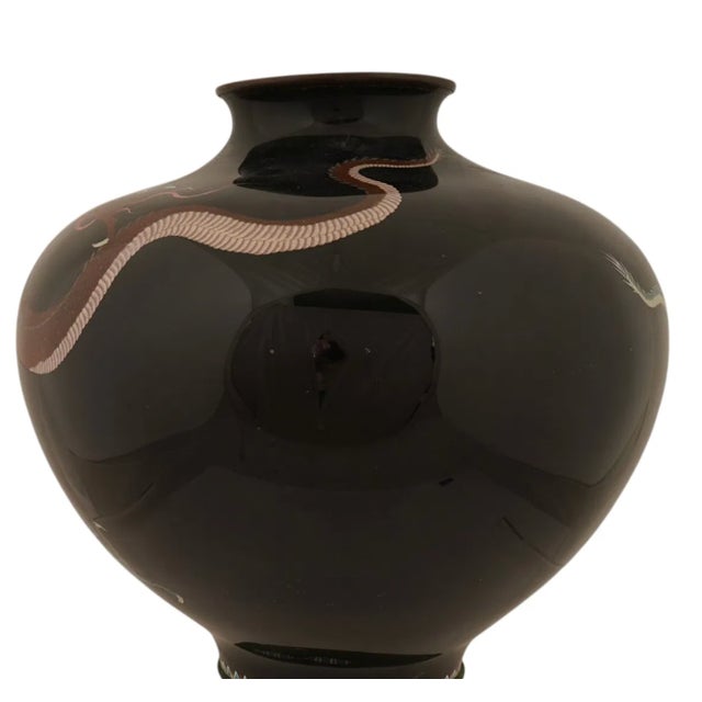 Japanese Monumental Meiji Japanese Cloisonne Enamel Double Dragon Vase For Sale - Image 3 of 7