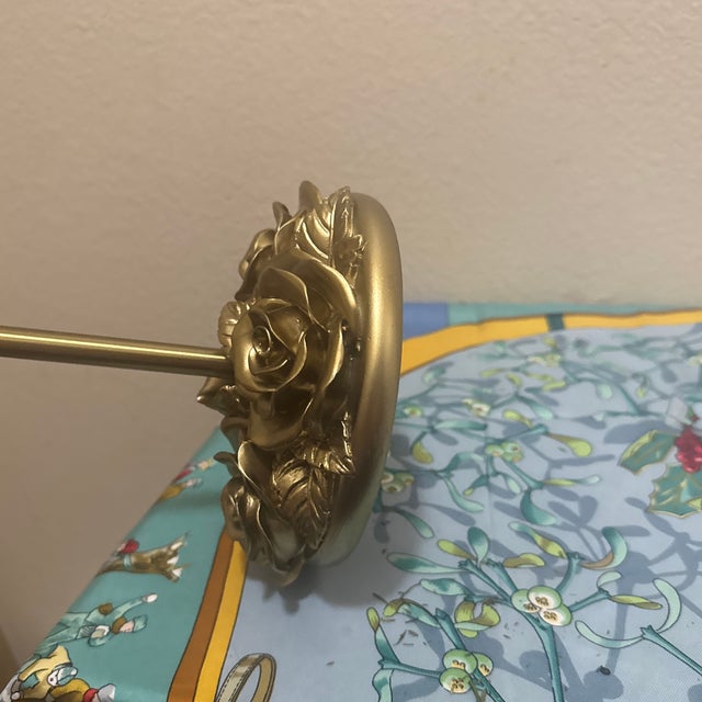 Mid 20th Century Italian Hollywood Regency Cast Brass Countertop Guest Towel Stand With Sculptural Rose Base For Sale In Minneapolis - Image 6 of 7