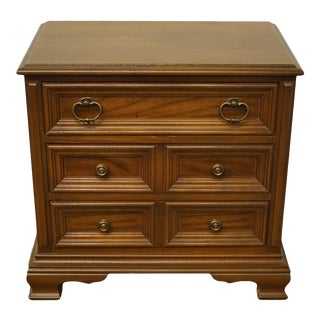 High End Italian Neoclassical Tuscan Style Walnut 22" Three Drawer Nightstand 8050 For Sale