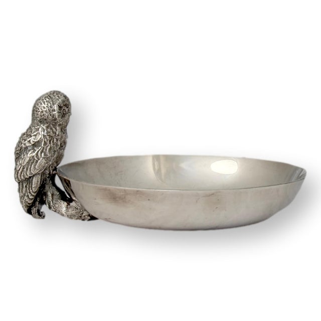 Vintage English Silver-Plate Owl Trinket / Coin Dish For Sale - Image 4 of 4