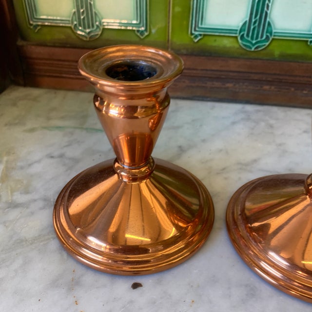 English 1970s Classical Copper Candleholders - a Pair For Sale - Image 3 of 6