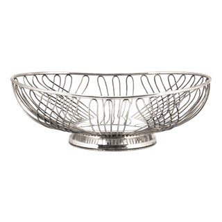 Mid-Century Modern Wire Basket with Silver Plating, 1950s For Sale