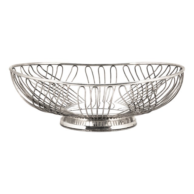Mid-Century Modern Wire Basket with Silver Plating, 1950s For Sale
