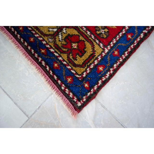 Royal Blue 1970s Hand Knotted Small Turkish Rug Mini Rug Mat, Floor Decor - 1'10" X 3'5" For Sale - Image 8 of 14