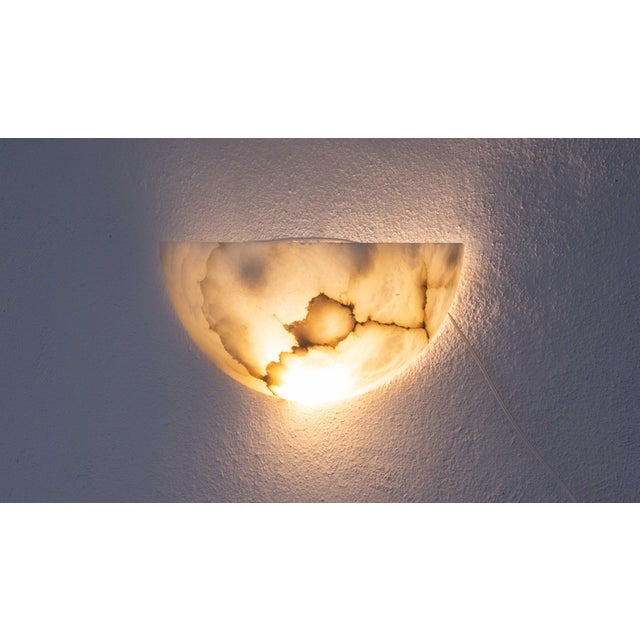 Art Deco Art Deco White Alabaster Wall Light, 1950s For Sale - Image 3 of 12