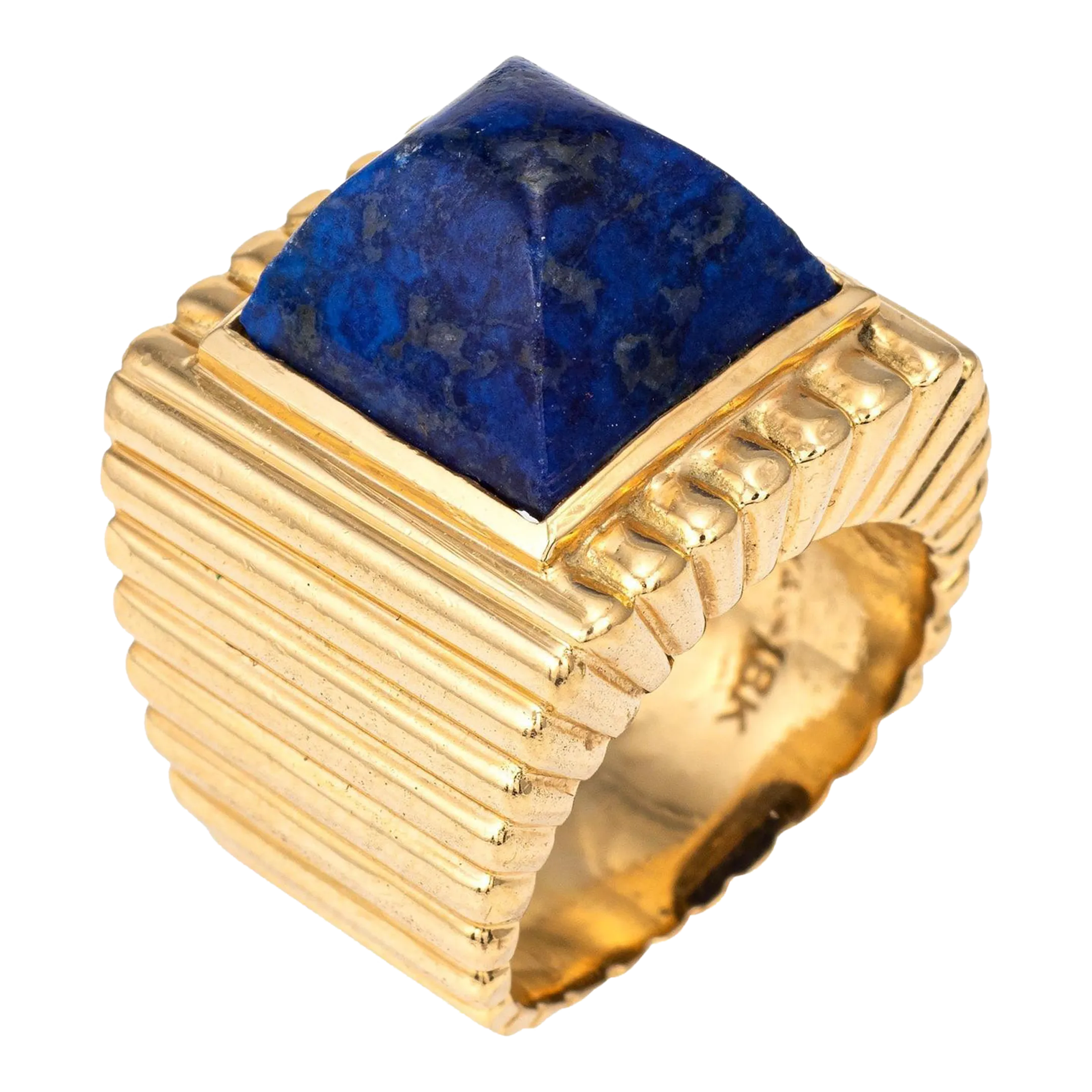 Late 20th Century 70s Tiffany & Co Sugarloaf Lapis Lazuli Ring 18k