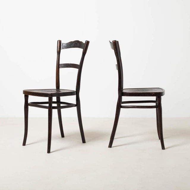 Antique Bentwood Cafe Dining Chairs by J&J Kohn, Austria, 1905, Set of 2 For Sale - Image 4 of 12