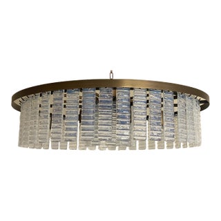 Contemporary Opalino Horizzontal Striped "Listelli" Murano Glass Chandelier For Sale