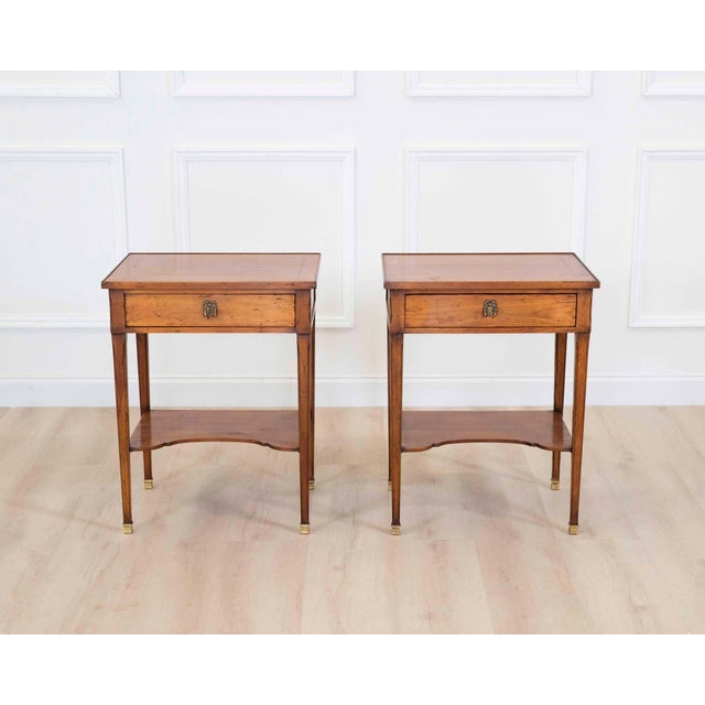 Wood Pair of French 20th Century Louis XVI Style Cherrywood Tables For Sale - Image 7 of 10