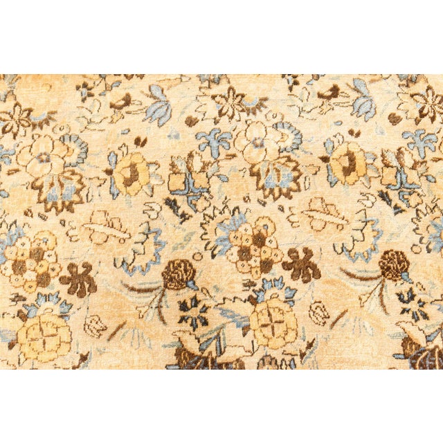 Late 19th Century Authentic 19th Century Persian Tabriz Beige Blue Handmade Wool Carpet For Sale - Image 5 of 8
