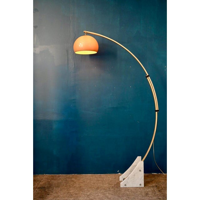 Italian Space Age Arc Floor Lamp in Marble and Gilt Aluminium, 1970s For Sale - Image 17 of 18