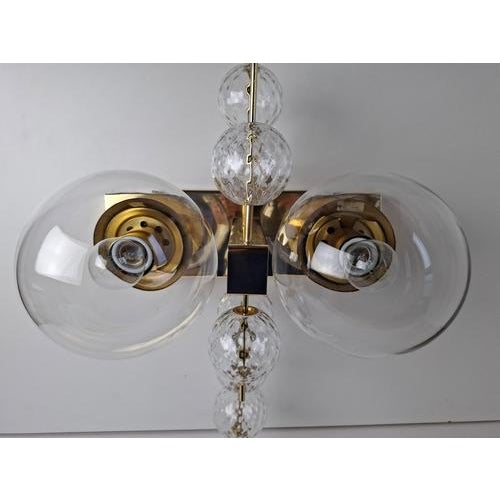 1970s Mid-Century Czech Brass and Glass Wall Sconce attributed to Kamenický Šenov, 1970s For Sale - Image 5 of 18