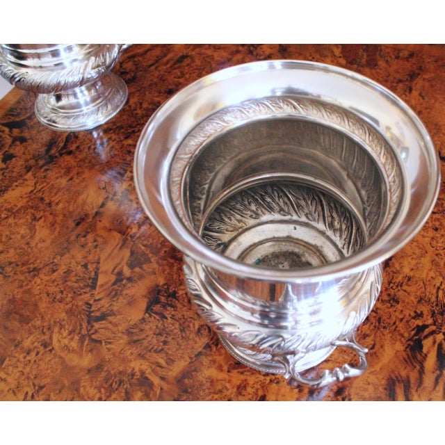 Silver Pair English Silver Plate Campagna Urns- Champagne / Wine Coolers For Sale - Image 8 of 17