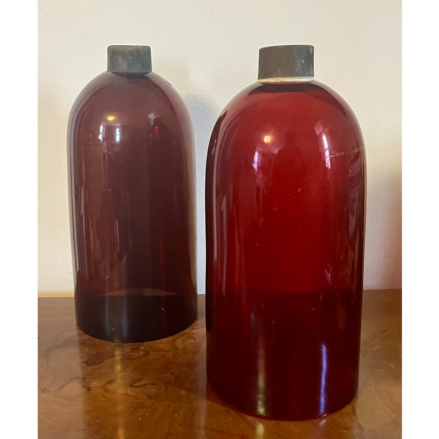 19th Century Antique 19th Century American Classical Blown Amethyst Glass Hurricane Wall Sconce Shades - A Pair For Sale - Image 5 of 13