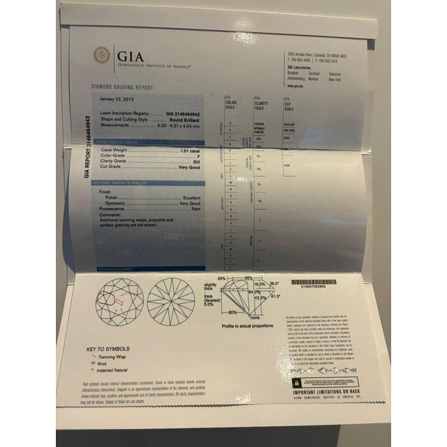 Silver Gia 18ct White Gold Diamond Engagement Ring 1.01ct 3.62g, Size 4.5 For Sale - Image 8 of 9