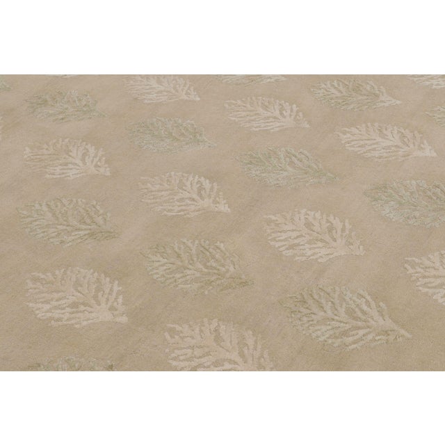 2010s Rug & Kilim’s Block Print Rug With Sage and Ivory Leaf Florals For Sale - Image 5 of 10