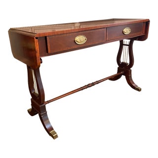 Vintage Baker Mahogany Lyre Sofa Table For Sale