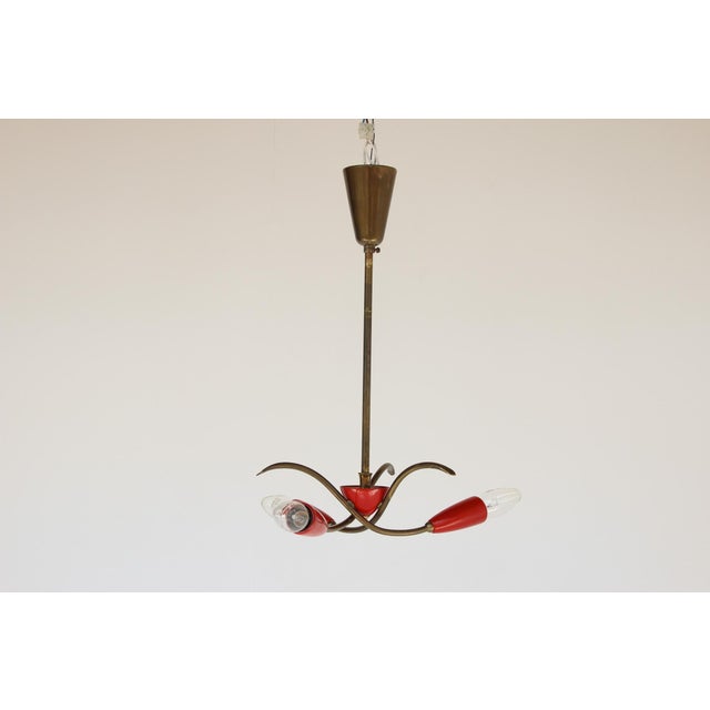 Mid-Century Modern Small Italian Pendant Lamp in the style of Stilnovo, 1950s For Sale - Image 3 of 11
