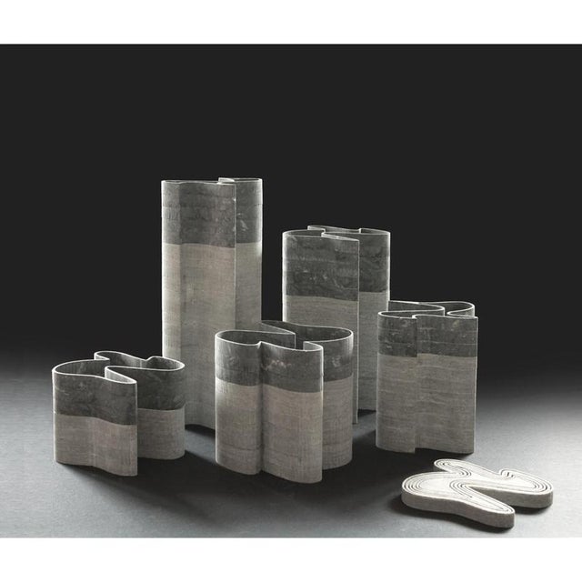 Stripes C1 Vase in Laguna Green and Indian Green Marbles by Bufalini Marmi For Sale - Image 9 of 13