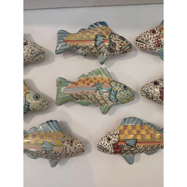 Blue 1980s Mackenzie Childs Drawer Pulls Set of 8 For Sale - Image 8 of 12