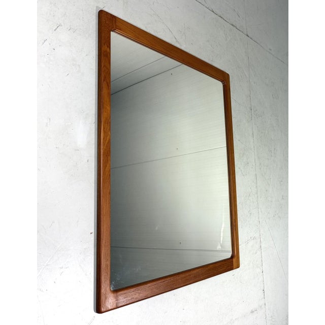 XL Teak wooden wall mirror by Silkeborg, Denmark (marked). Can be hung both vertically and horizontally. 1960’s. In very...