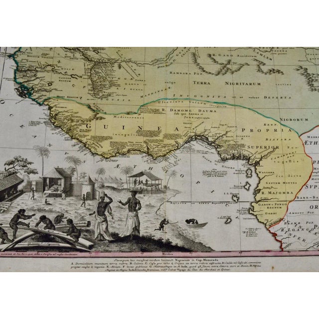 Sculpture Materials West Africa: 18th Century Hand-Colored Homann Map Entitled "Guinea Propria", 1743 For Sale - Image 7 of 7
