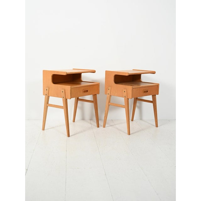 Scandinavian Oak Bedside Tables, 1960s, Set of 2 For Sale - Image 4 of 10