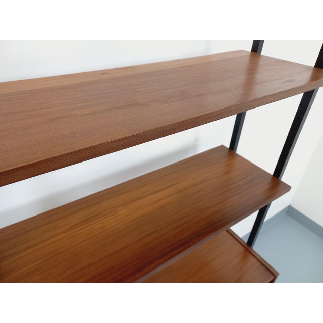 Tan Vintage Italian Double Modular Bookcase in Teak and Metal, 1960s For Sale - Image 8 of 18