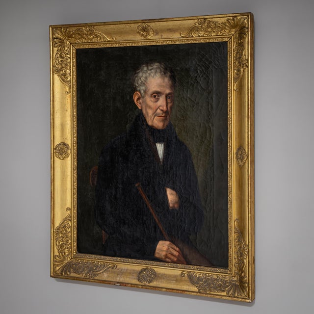 Biedermeier Artist, Portrait of an Older Gentleman, Early 19th Century, Oil on Canvas For Sale - Image 4 of 9