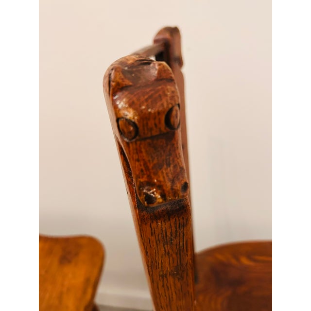 Brown 1940s Romweber Viking Oak Equestrian Horse Head Dining Side Chair Trio For Sale - Image 8 of 15