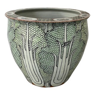 Large Chinese Export Porcelain Lettuceware Cabbage Form Fish Bowl Jardiniere or Planter For Sale