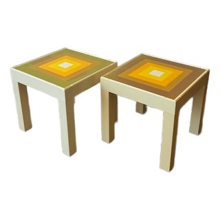 Vintage Pair of Parsons Style Side Tables For Sale