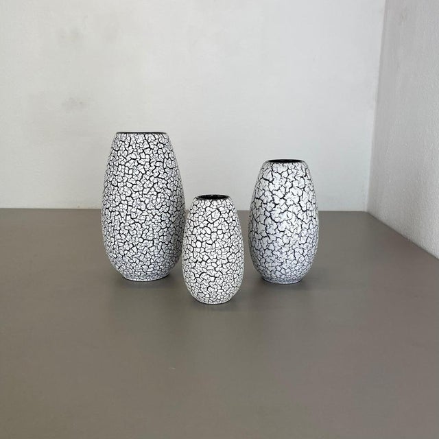 Fat Lava Pottery Craquele Vases from Jasba, Germany, 1970s, Set of 3 For Sale - Image 3 of 18