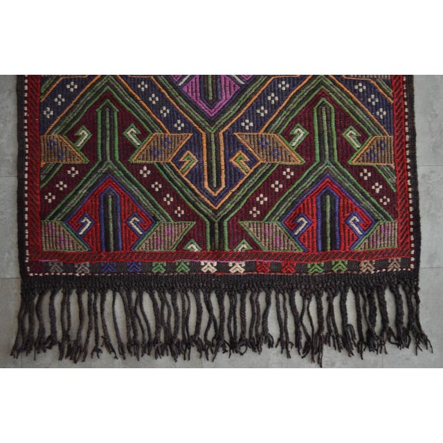 Purple Vintage Hand Made Braided Kilim Rug - 3′9″ X 4′8″ For Sale - Image 8 of 11