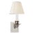 Visual Comfort Signature Single Swing Arm Sconce in Polished Nickel with Linen Shade For Sale