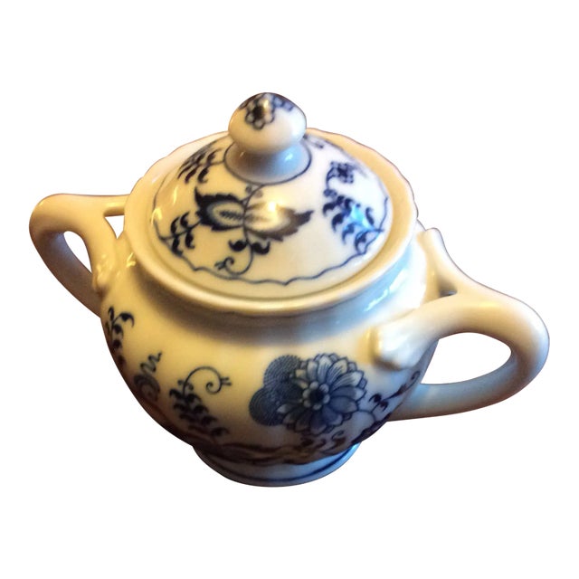 Mid 20th Century Blue Danube Lidded Sugar Bowl For Sale
