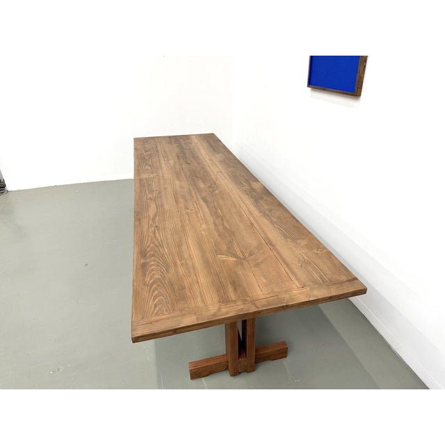 Large Refectory Table in Pine and Beech with X-Shaped Base, 1970s For Sale - Image 17 of 18
