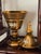 1920s Antique Bohemian Amber Glass With Gold Enameled Compote VaseWith Cover For Sale - Image 5 of 5