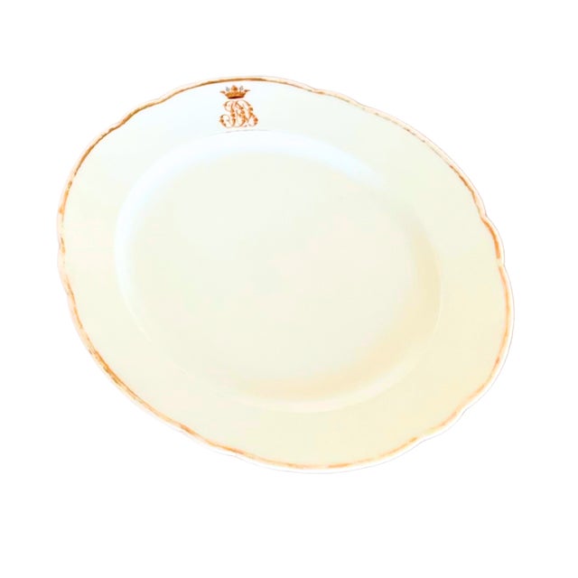 1900 - 1909 Antique Limoges Porcelain Dinner Plates, Set of 6, Gilt Rim & Crowned Monogram, Circa 1900 For Sale - Image 5 of 5