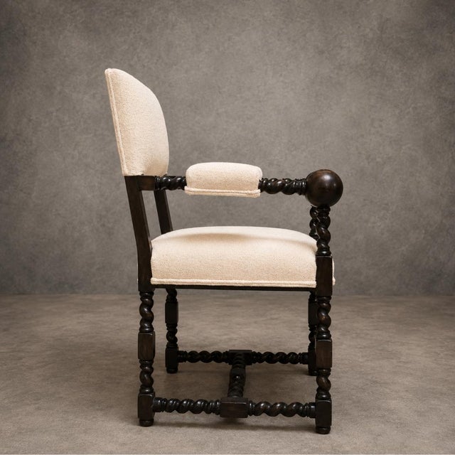 French 19th Century French Louis XIII Oak Arm Chair For Sale - Image 3 of 4