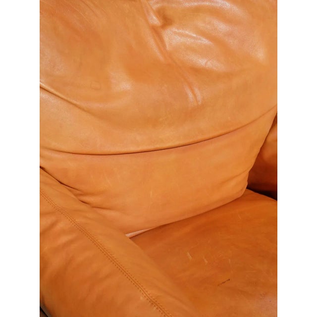 Set of Artona Leather and Wood Lounge Chair with Ottoman by Tobia & Afra Scarpa for Maxalto, 1970s For Sale - Image 9 of 17